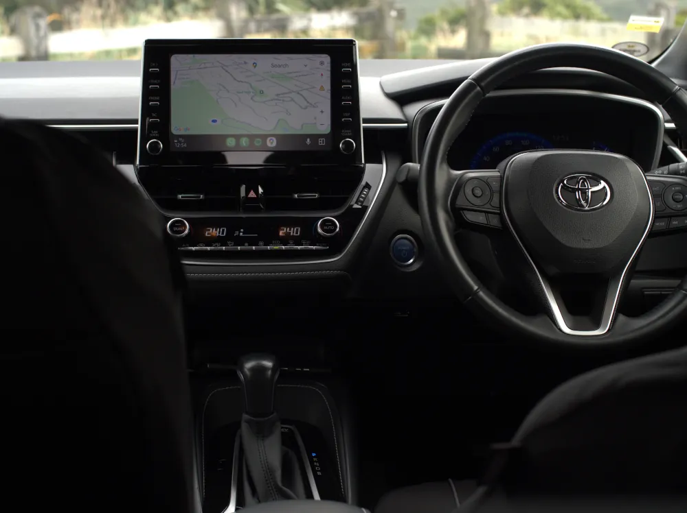 Interior view of the Toyota Corolla Sport dashboard.